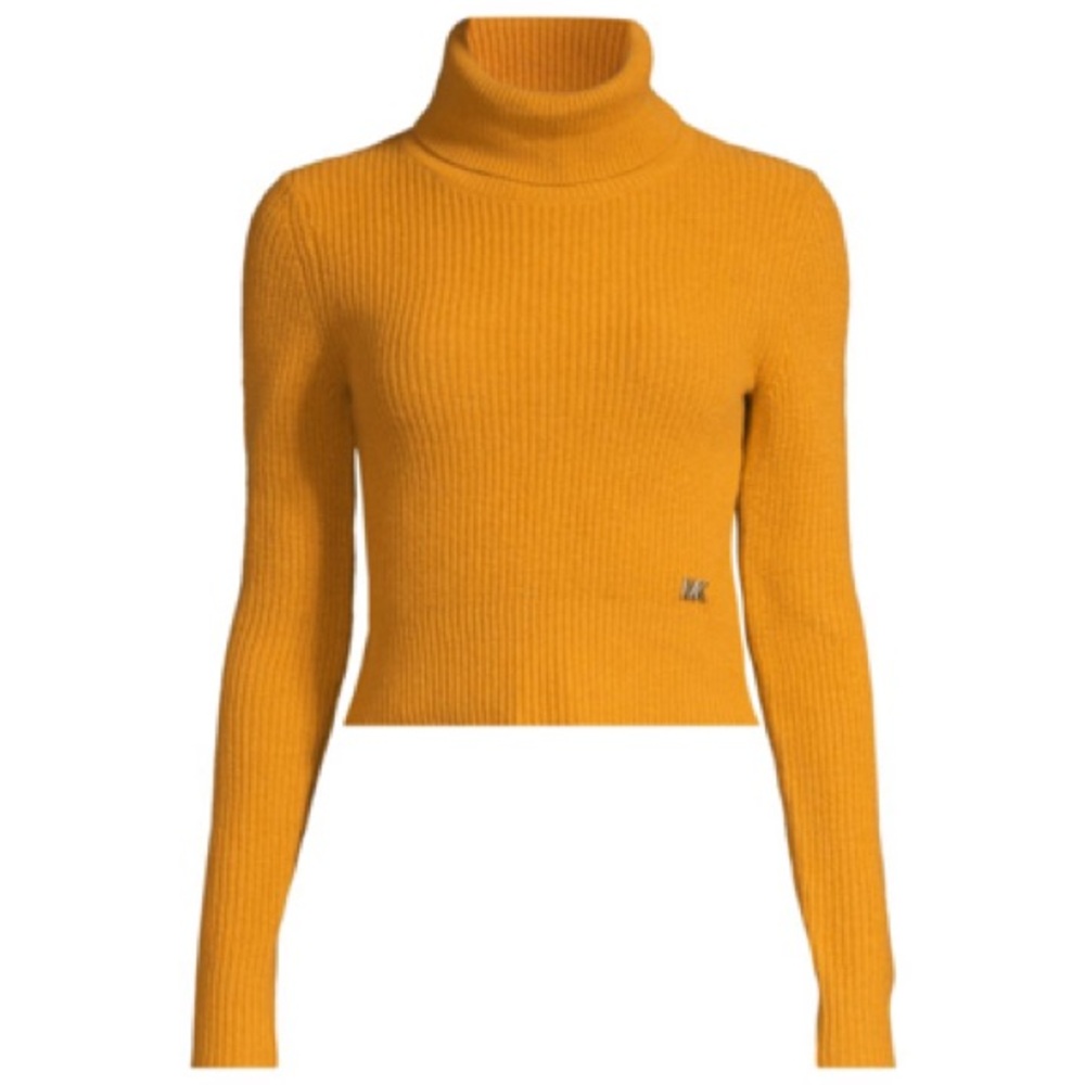 Michael Michael Kors Merino Wool & Cashmere Blend Turtleneck Crop Sweater
